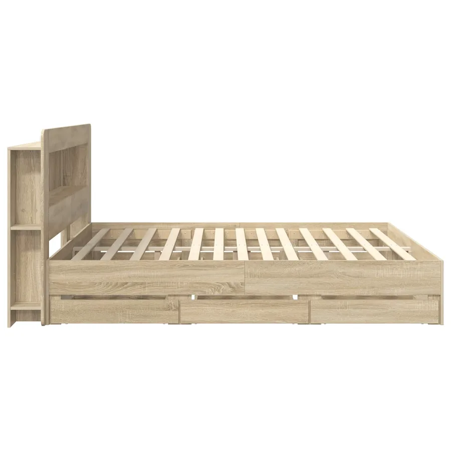 Cadre de lit avec rangement Chêne Sonoma 200 x 200 cm - 5
