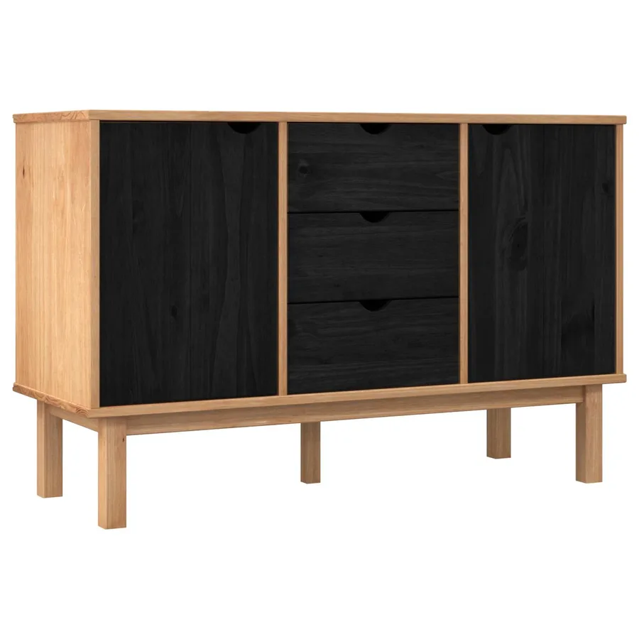 Buffet OTTA Noir 113,5 x 43 x 73 cm Bois de pin massif - 2