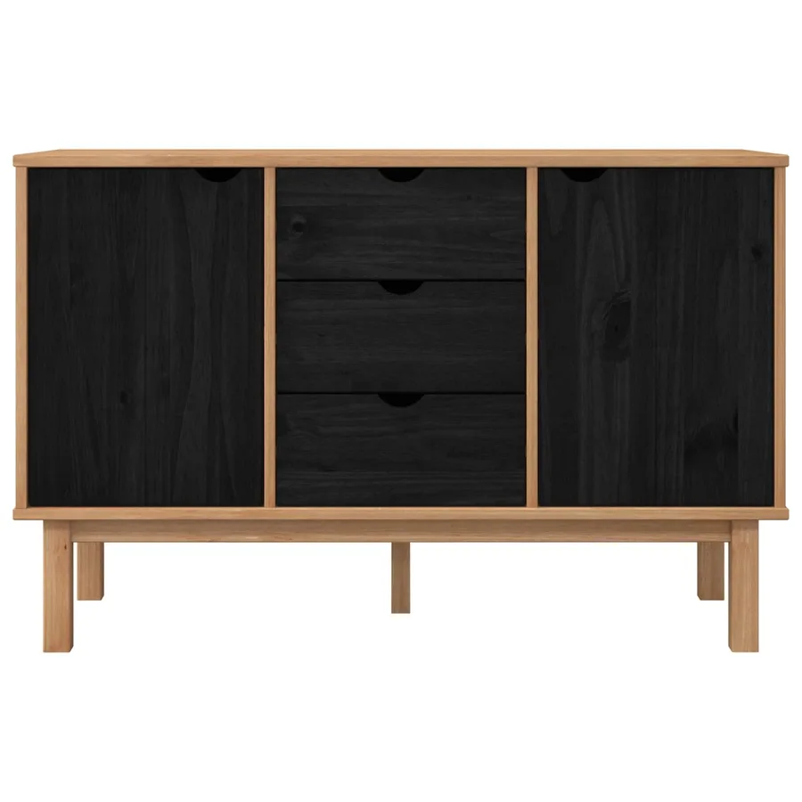 Buffet OTTA Noir 113,5 x 43 x 73 cm Bois de pin massif - 4