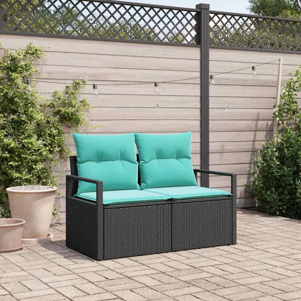 Canapé de jardin avec coussin 120 x 62 x 69 cm polyrotin