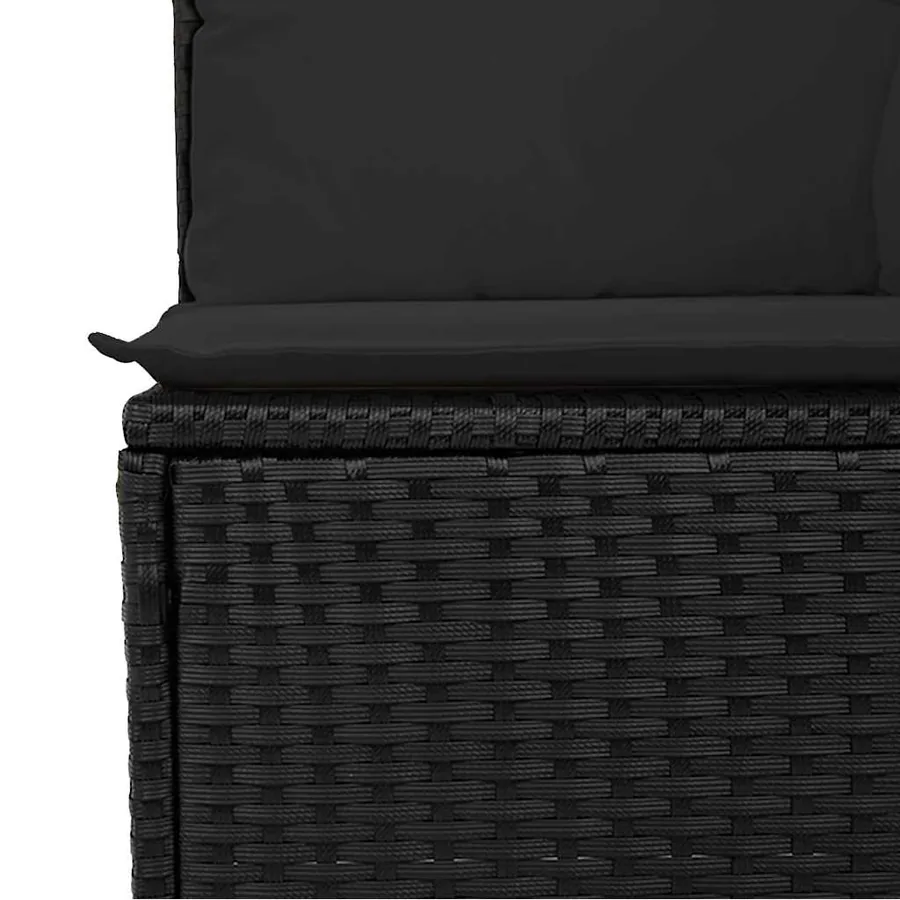 Salon de jardin 6 pcs avec coussins noir résine tressée - 7