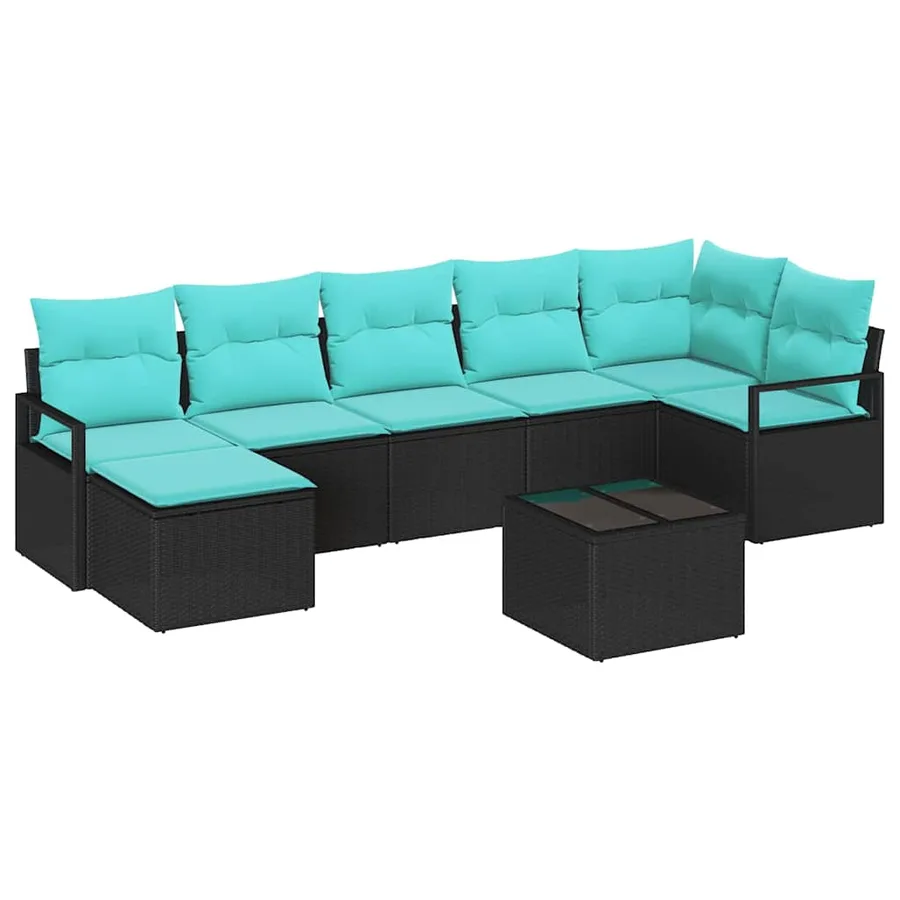 Ensemble de Canapés avec coussin 8 pcs Noir polyrotin - 2