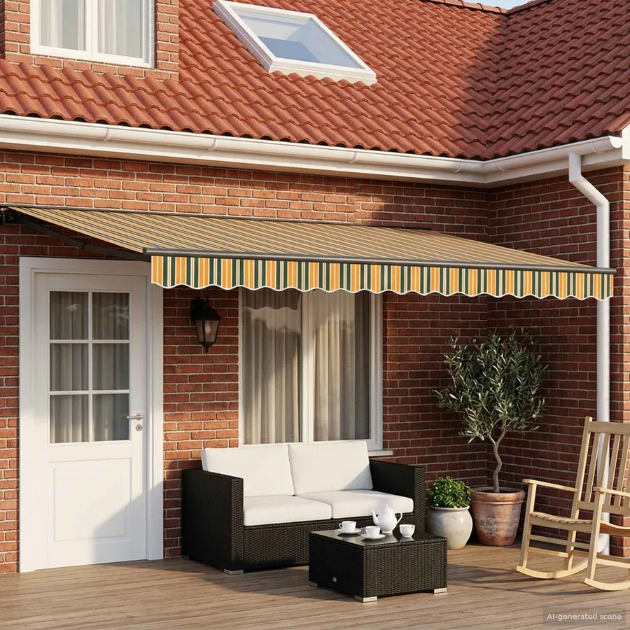 Auvent rétractable électrique Vert, Jaune, Anthracite 4 × 3,5 m