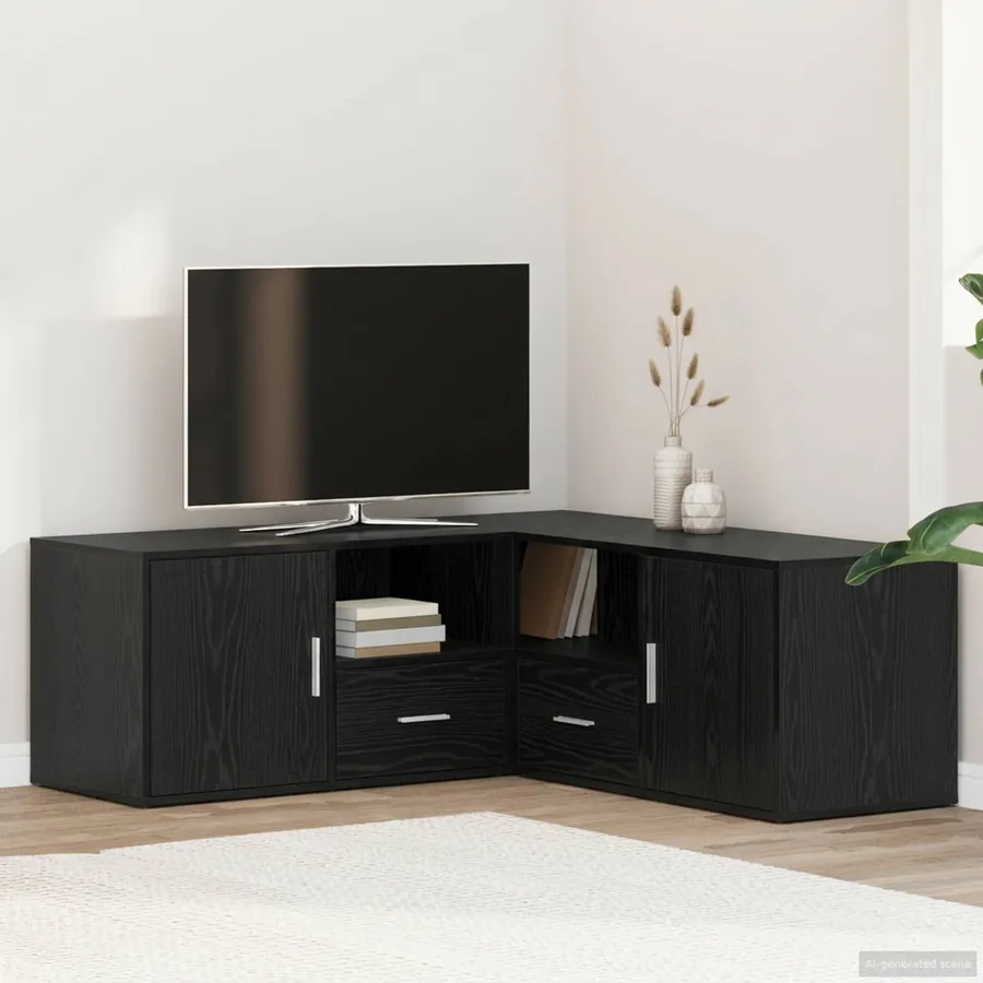 Meuble d'angle Chêne noir 200 x 40 x 45 cm Bois d'ingénierie