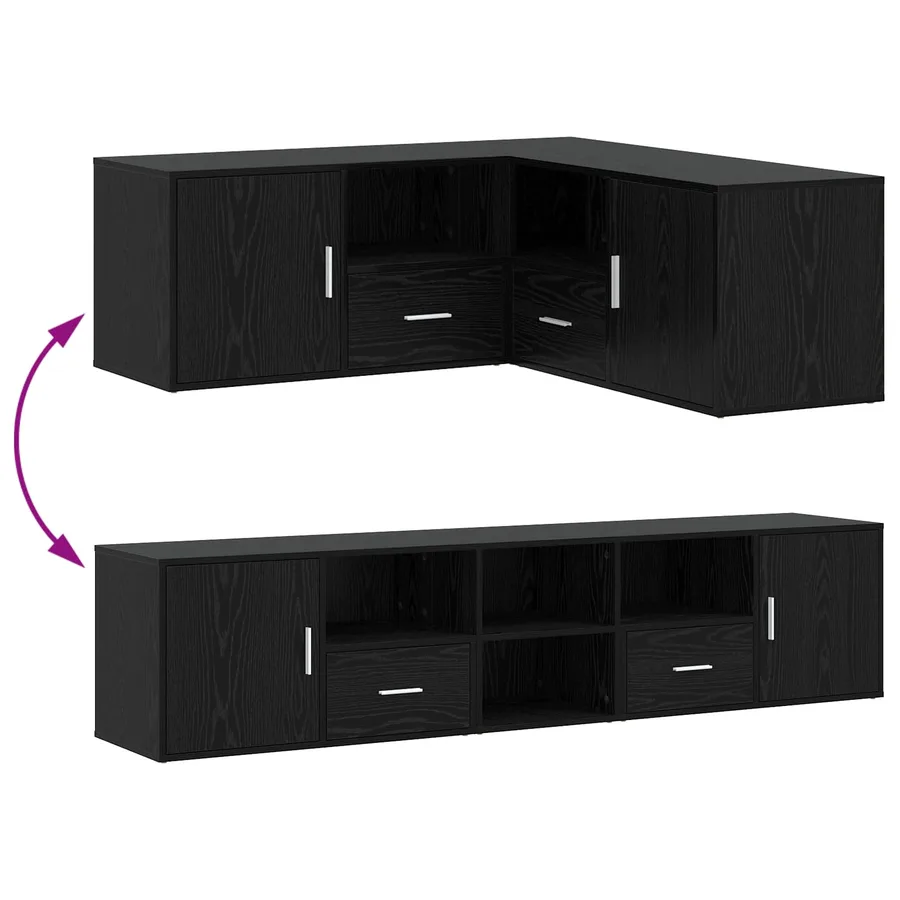 Meuble d'angle Chêne noir 200 x 40 x 45 cm Bois d'ingénierie - 13