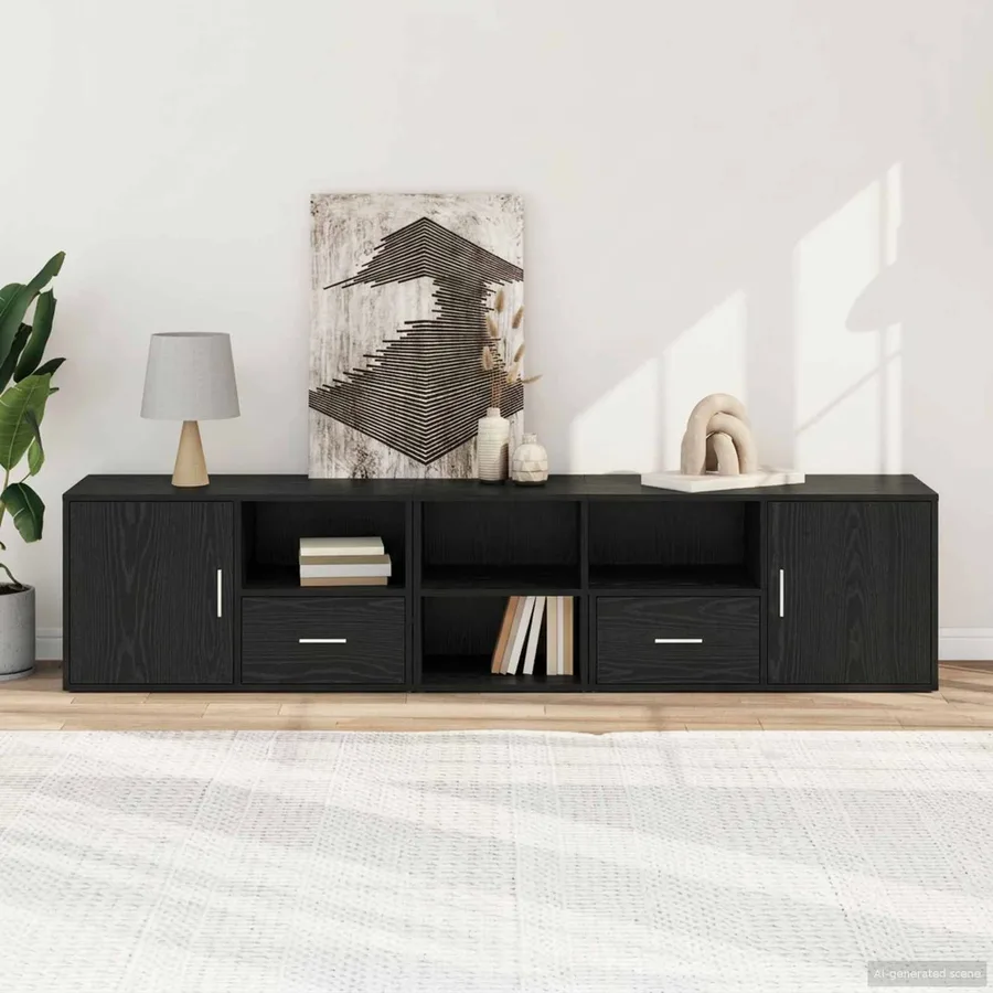 Meuble d'angle Chêne noir 200 x 40 x 45 cm Bois d'ingénierie - 4