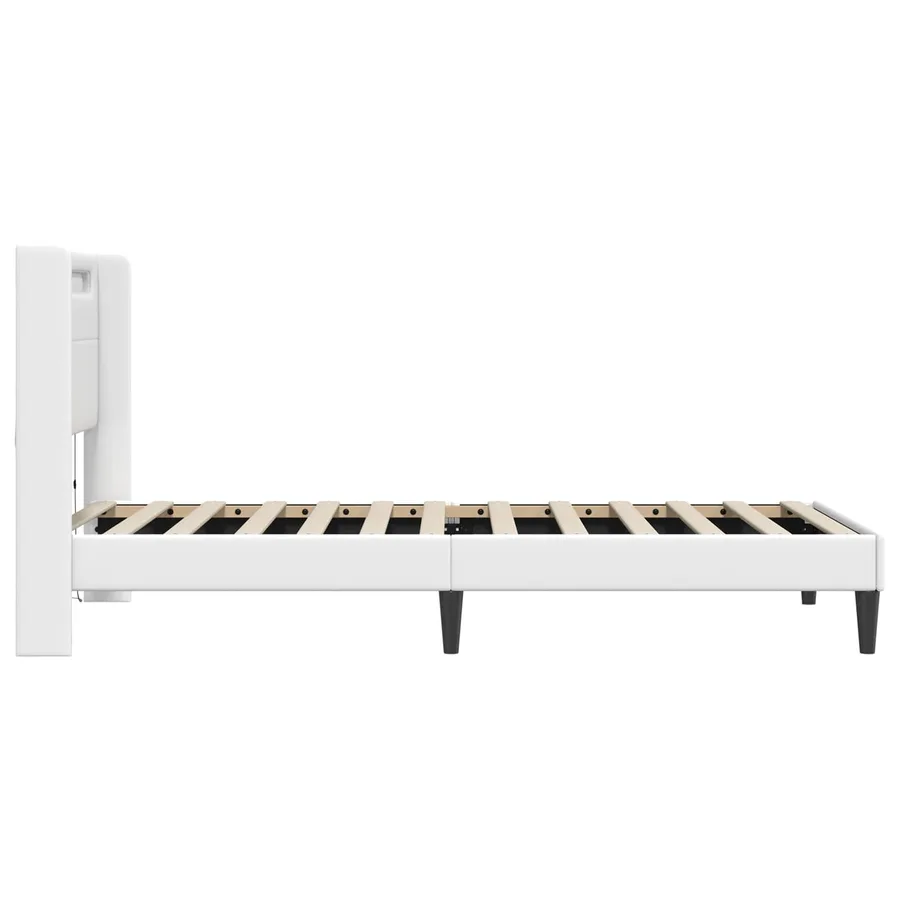 Cadre de lit avec bandes LED Blanc 100 x 200 cm Simili cuir - 7