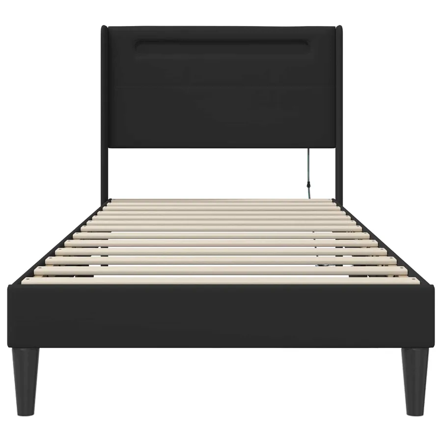 Cadre de lit avec bandes LED Noir 90 x 200 cm Simili cuir - 6