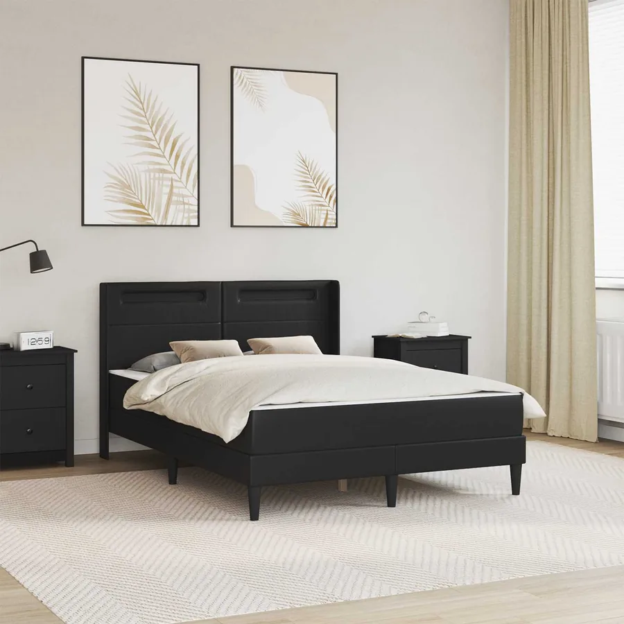 Cadre de lit avec matelas Noir 140 x 190 cm Simili cuir
