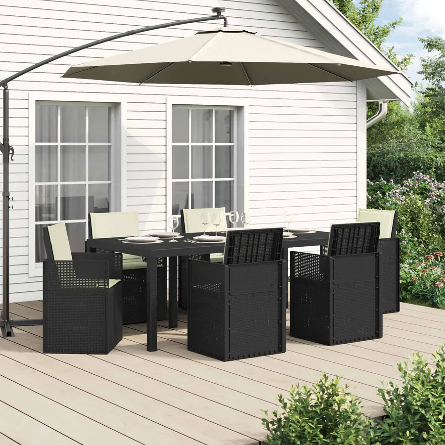Ensemble de salle à manger pour jardin avec coussin 7 pcs PP