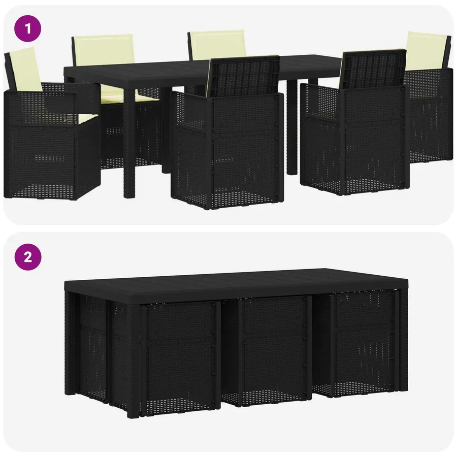 Ensemble de salle à manger pour jardin avec coussin 7 pcs PP - 10
