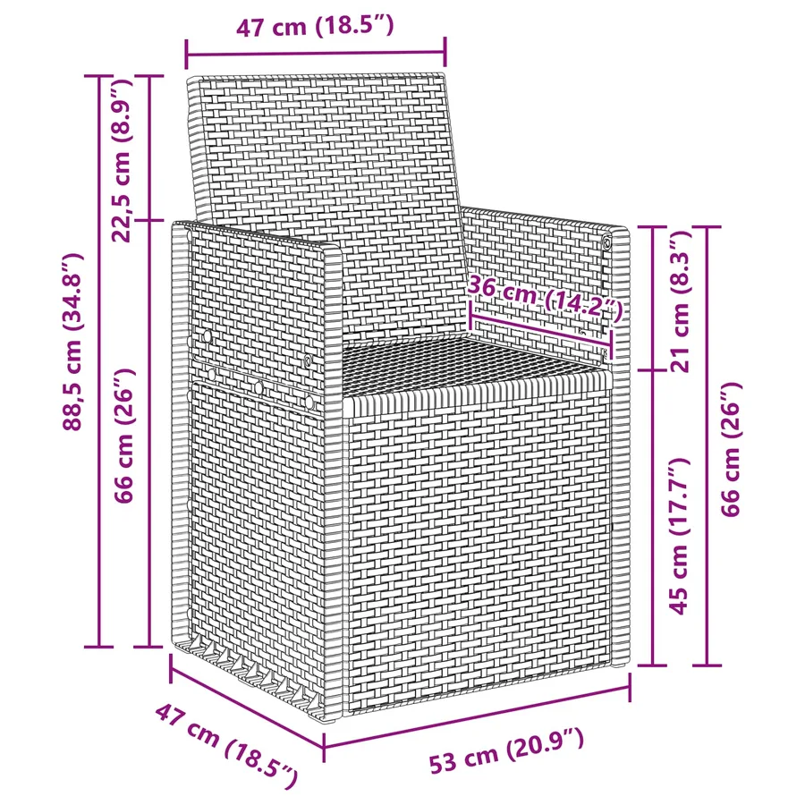 Chaises de jardin salle à manger 2 pcs Anthracite PP - 11