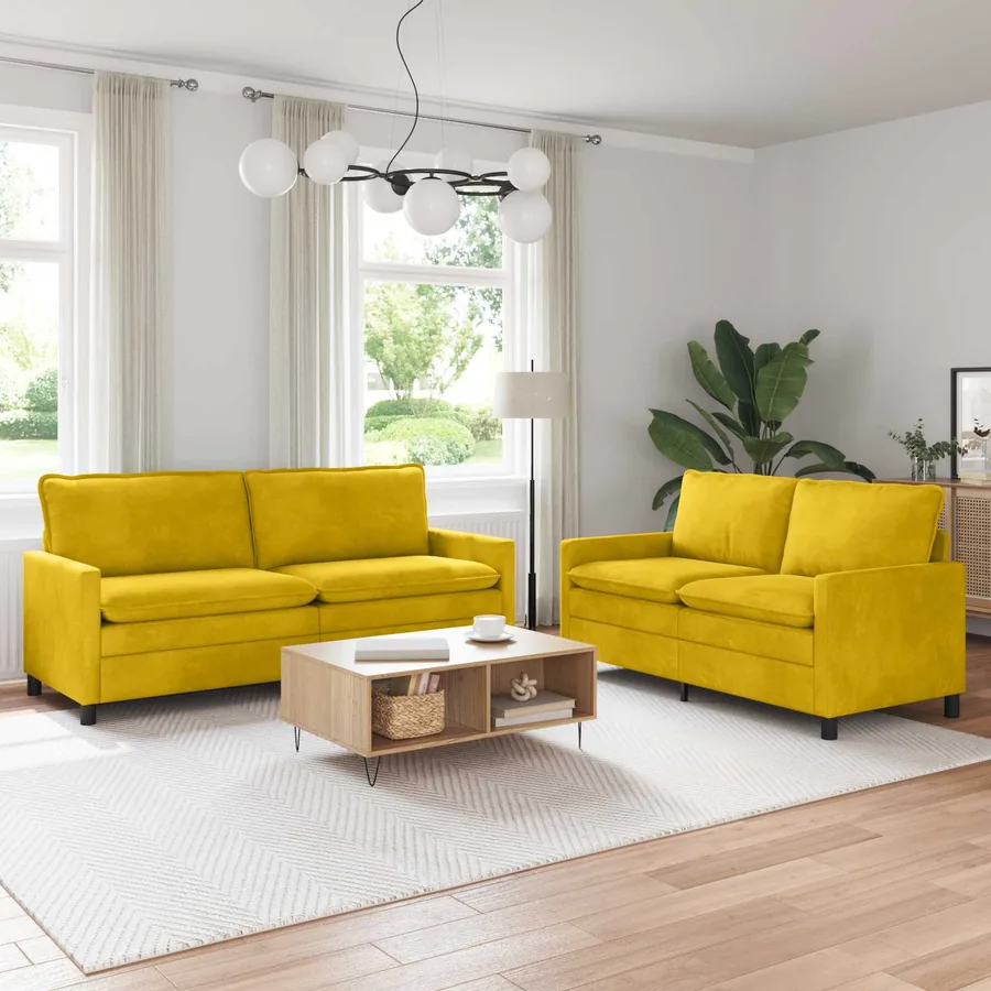 Ensemble de Canapés 2 pcs Jaune Velours