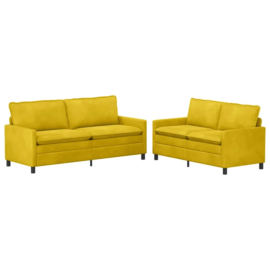 Ensemble de Canapés 2 pcs Jaune Velours - 2