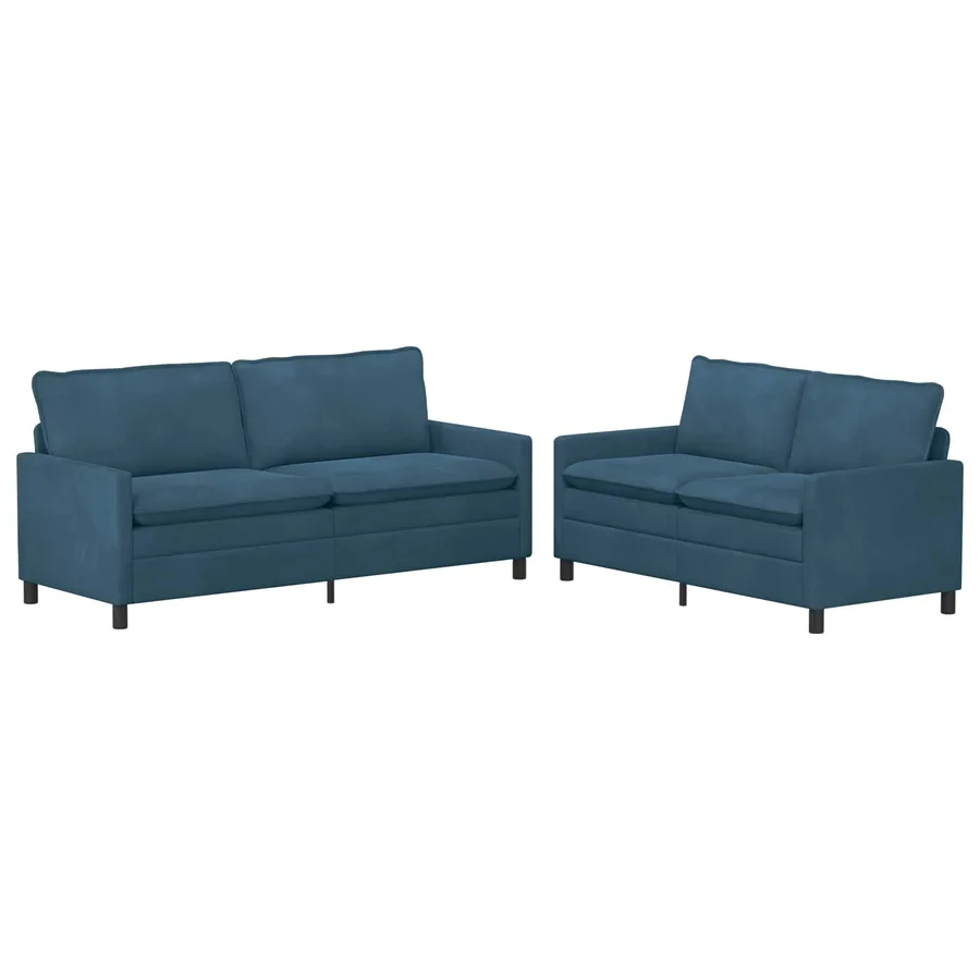 Ensemble de Canapés 2 pcs Bleu Velours - 2