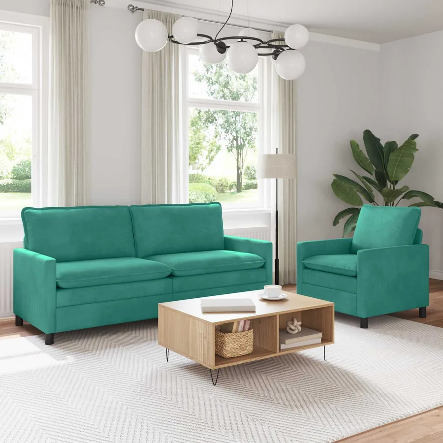 Ensemble de Canapés 2 pcs Turquoise Velours