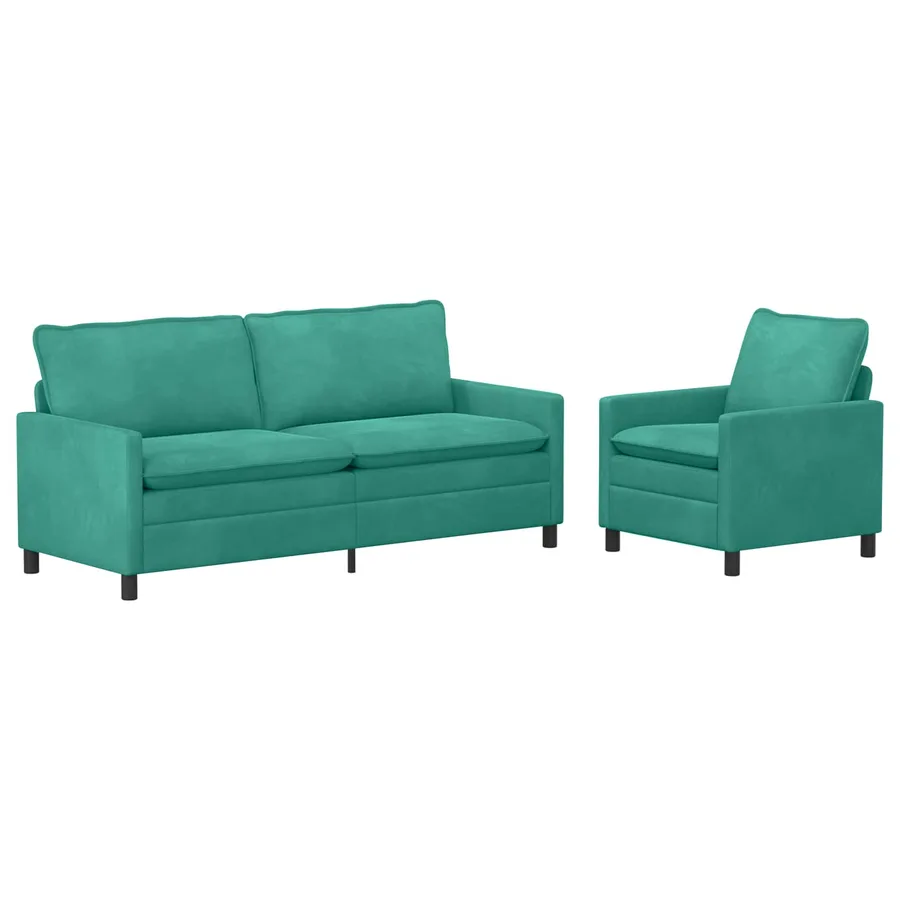 Ensemble de Canapés 2 pcs Turquoise Velours - 2