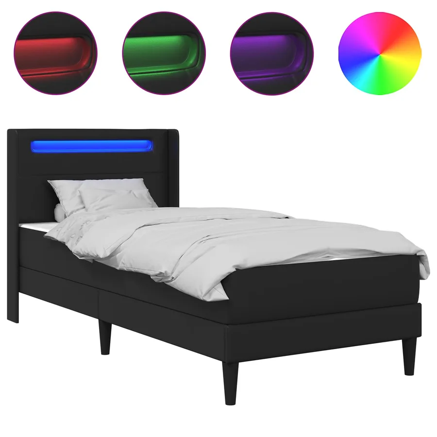 Cadre de lit avec matelas Noir 90 x 190 cm Simili cuir - 2