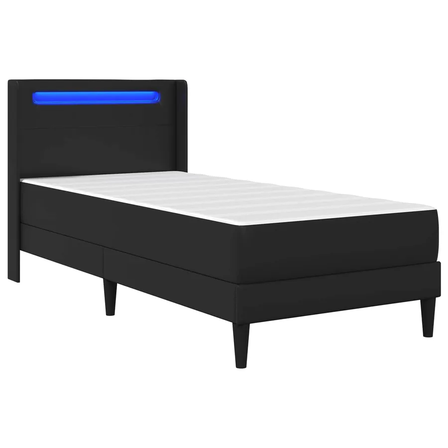 Cadre de lit avec matelas Noir 90 x 190 cm Simili cuir - 5