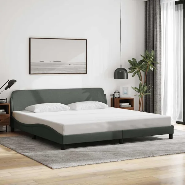Cadre de lit Dover gris foncé 193x203 cm tissu