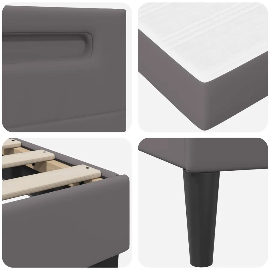 Cadre de lit avec matelas Gris 90 x 200 cm Simili cuir - 11