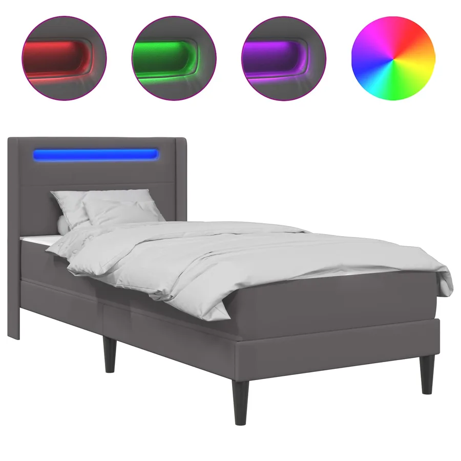 Cadre de lit avec matelas Gris 90 x 200 cm Simili cuir - 2