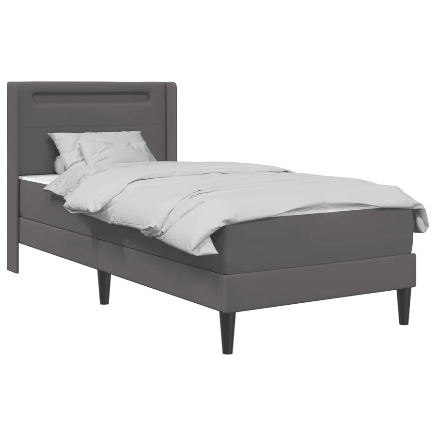 Cadre de lit avec matelas Gris 90 x 200 cm Simili cuir - 3