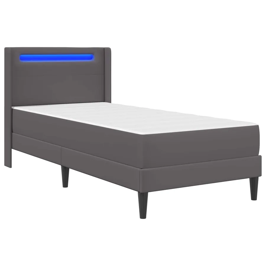 Cadre de lit avec matelas Gris 90 x 200 cm Simili cuir - 5