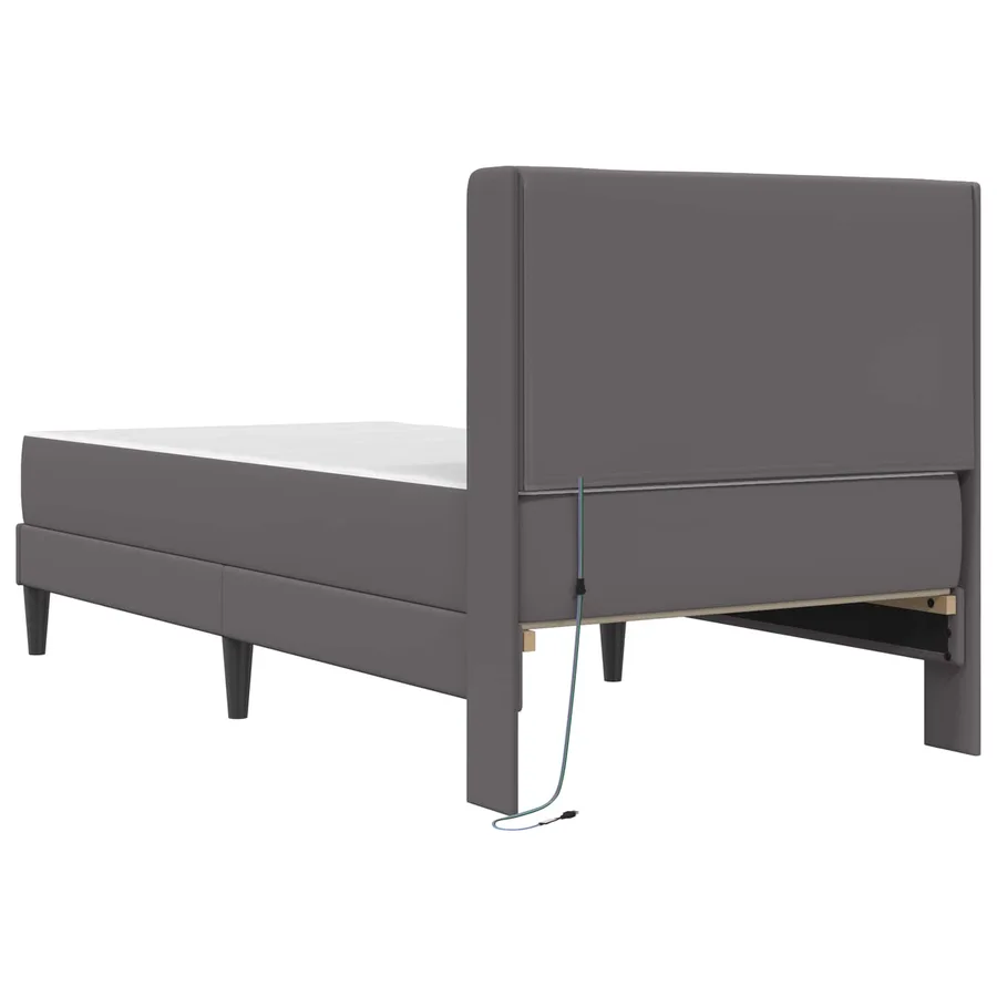 Cadre de lit avec matelas Gris 90 x 200 cm Simili cuir - 8