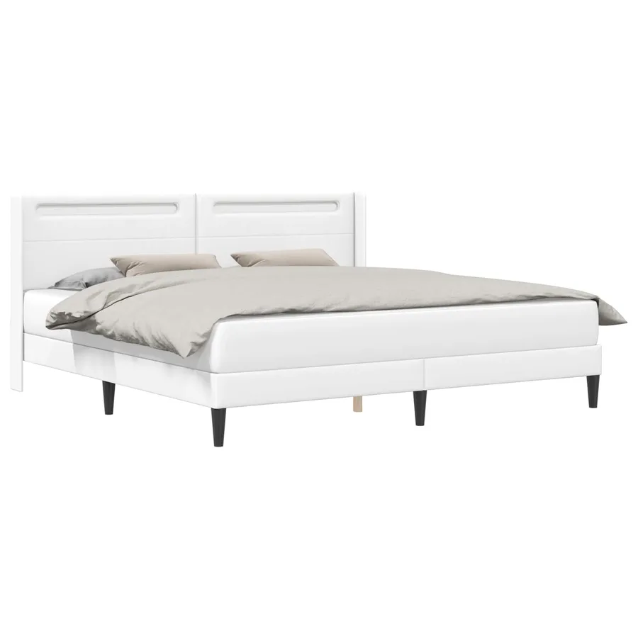 Cadre de lit avec bandes LED Blanc 200 x200 cm Simili cuir - 3