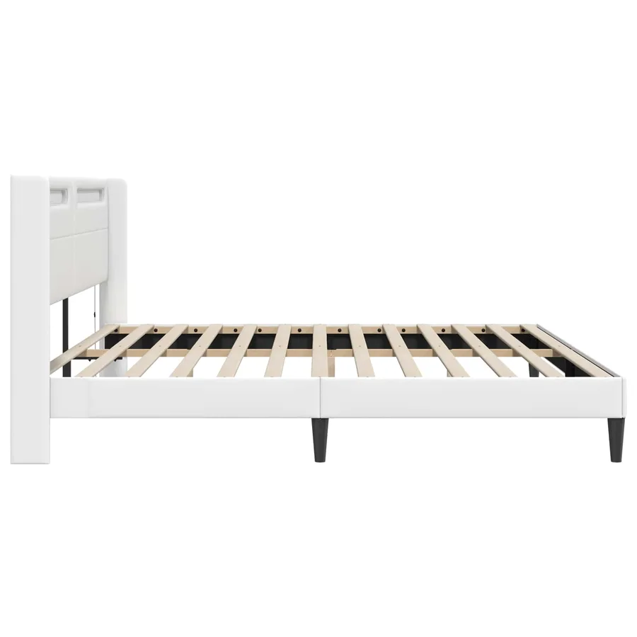Cadre de lit avec bandes LED Blanc 200 x200 cm Simili cuir - 7