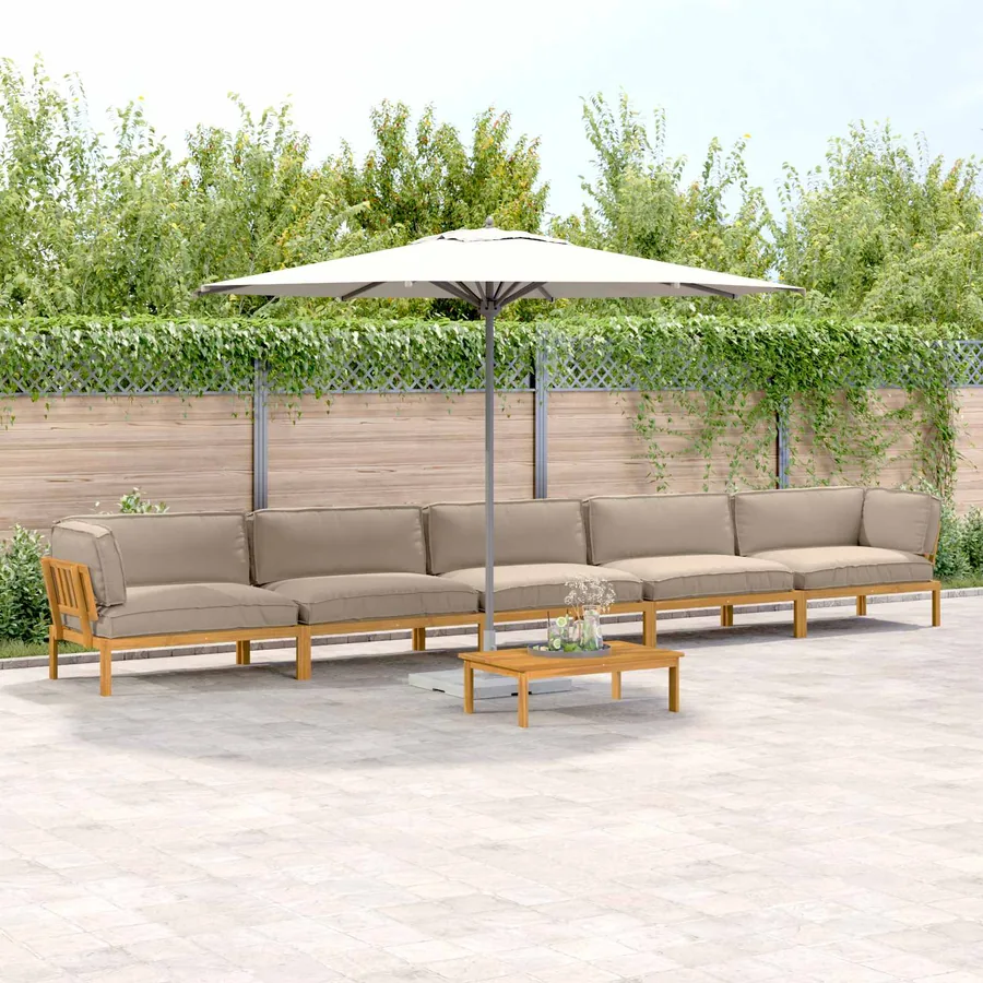 Ensemble de Canapés Uni 6 pcs Taupe Bois d'Acacia Massif