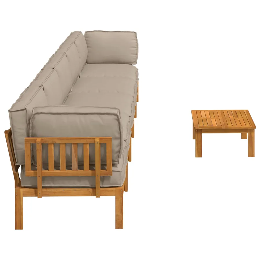 Ensemble de Canapés Uni 6 pcs Taupe Bois d'Acacia Massif - 11