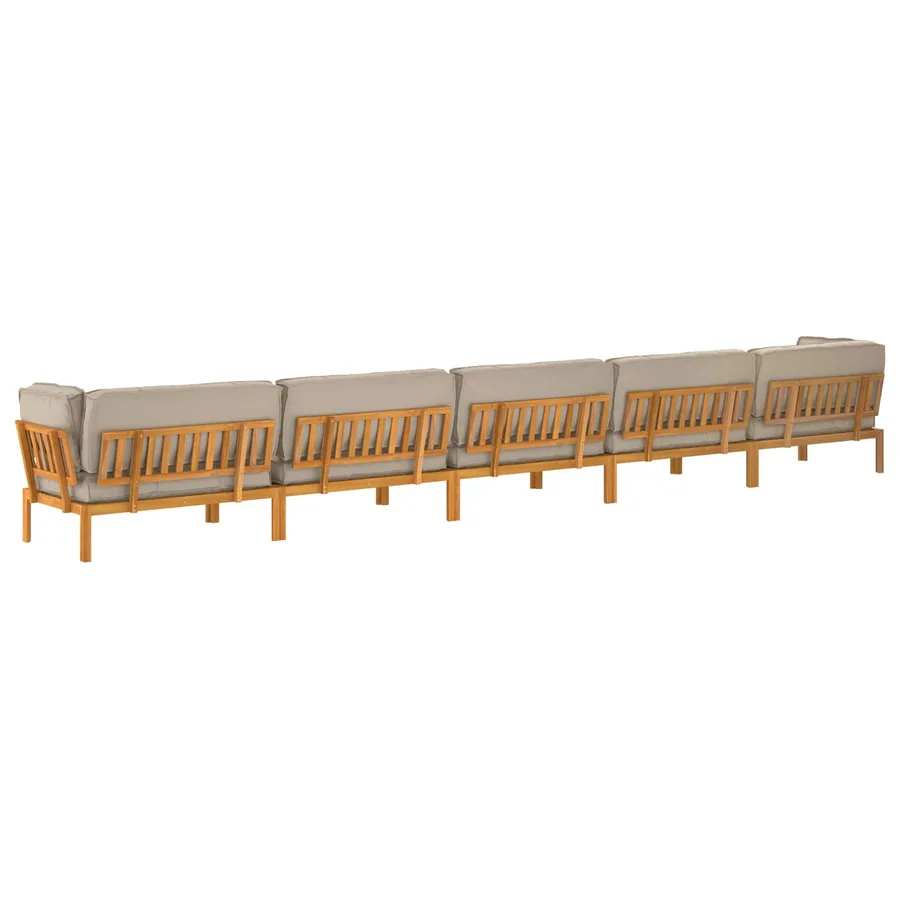 Ensemble de Canapés Uni 6 pcs Taupe Bois d'Acacia Massif - 12