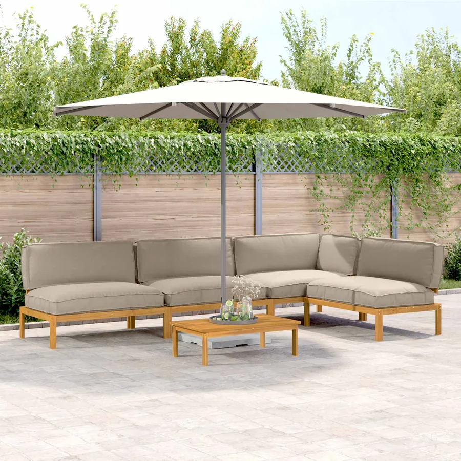 Ensemble de Canapés Uni 5 pcs Taupe Bois d'Acacia Massif