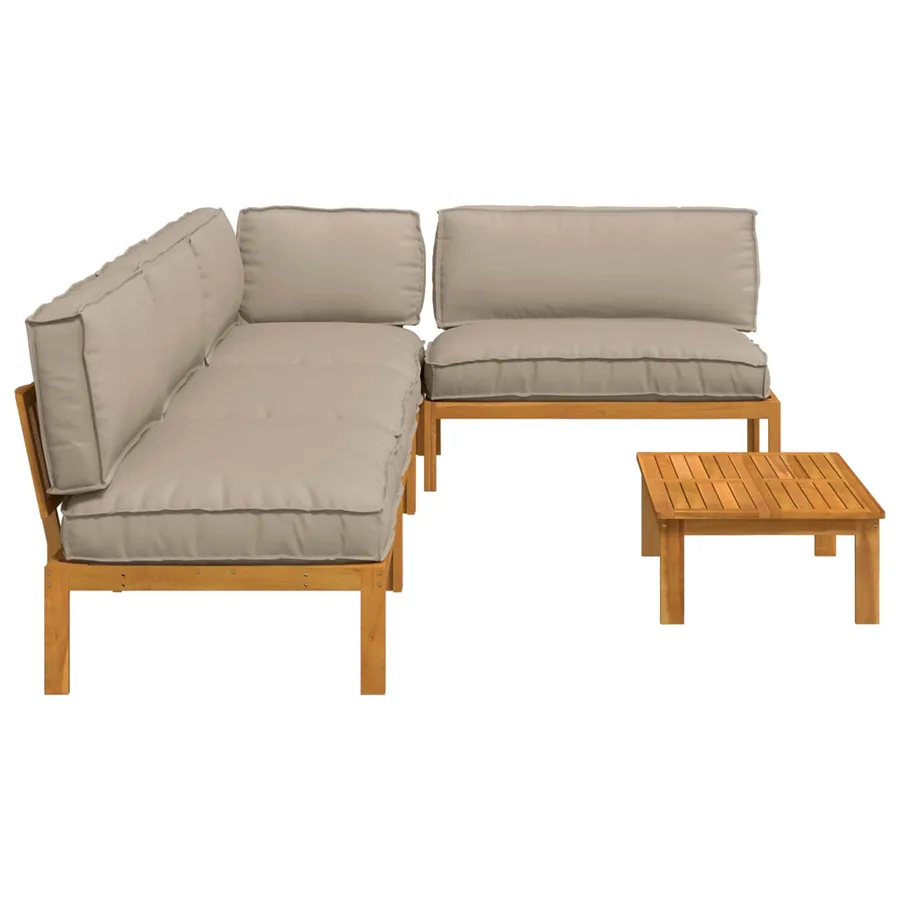 Ensemble de Canapés Uni 5 pcs Taupe Bois d'Acacia Massif - 11