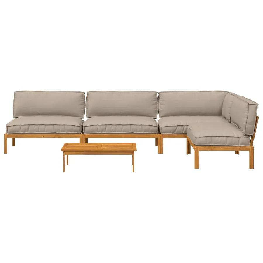 Ensemble de Canapés Uni 5 pcs Taupe Bois d'Acacia Massif - 8
