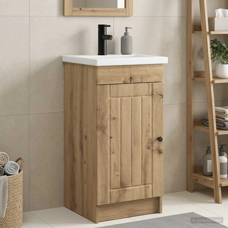 Meuble de salle de bain avec évier Chêne artisanal