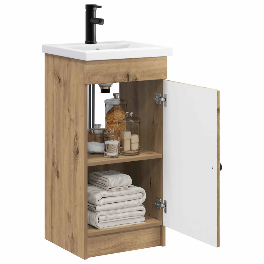 Meuble de salle de bain avec évier Chêne artisanal - 3