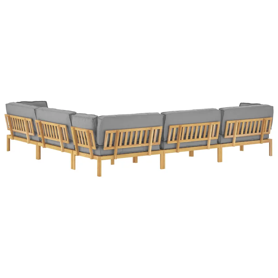 Ensemble de Canapés Uni 6 pcs Gris Bois d'Acacia Massif - 12