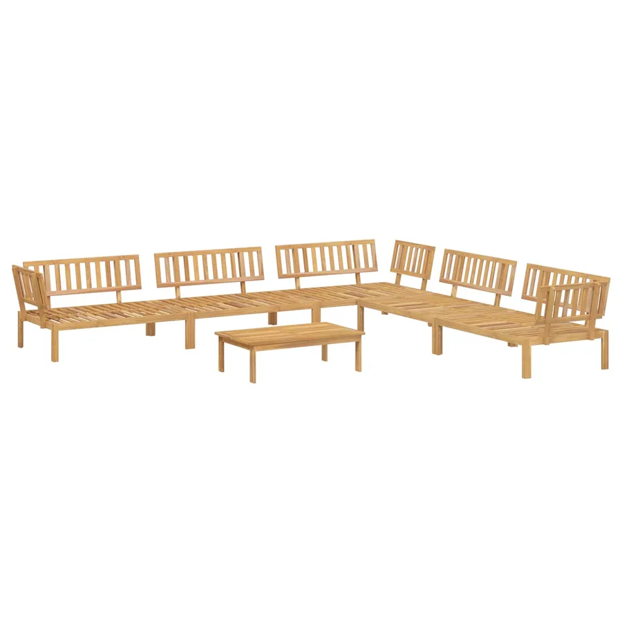 Ensemble de Canapés Uni 6 pcs Gris Bois d'Acacia Massif - 3