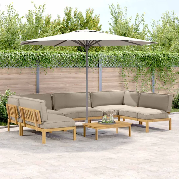 Ensemble de Canapés Uni 6 pcs Taupe Bois d'Acacia Massif