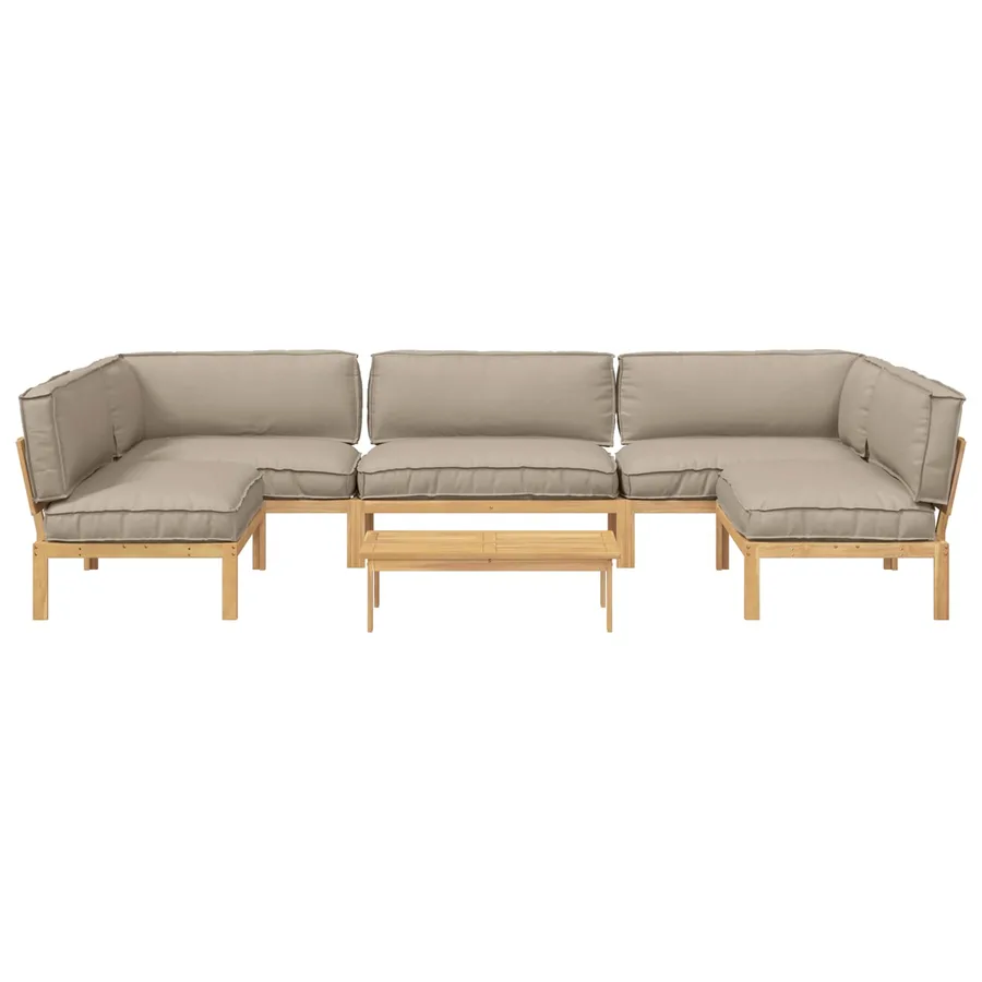Ensemble de Canapés Uni 6 pcs Taupe Bois d'Acacia Massif - 10