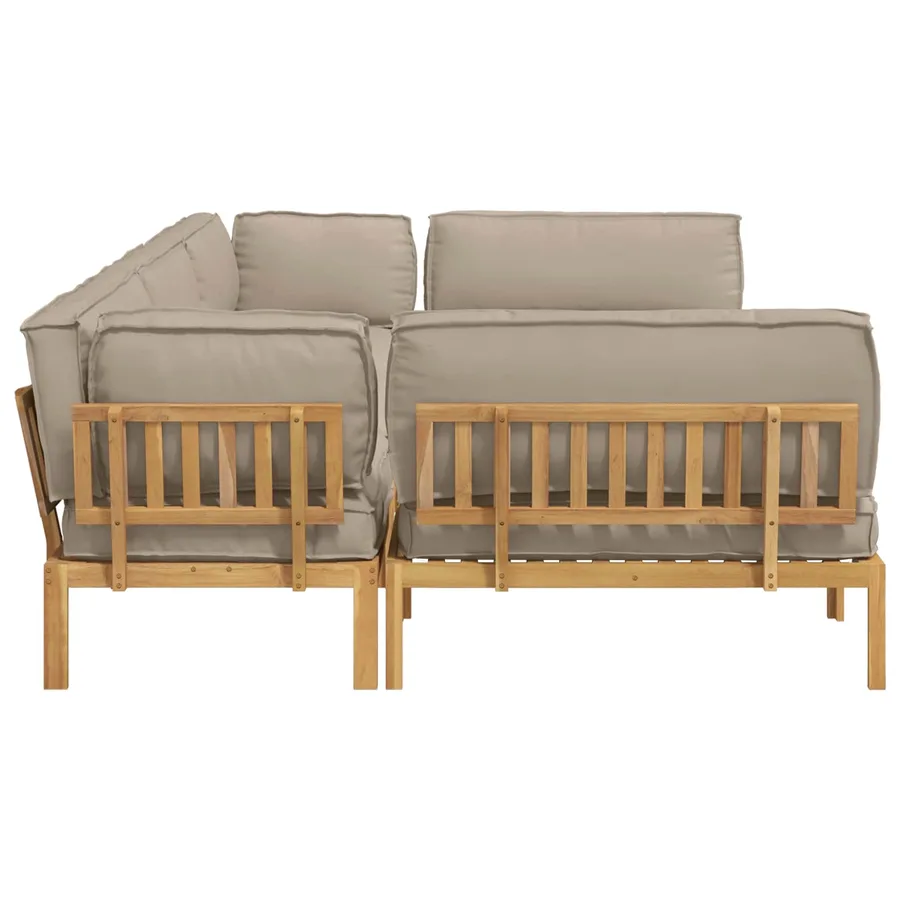 Ensemble de Canapés Uni 6 pcs Taupe Bois d'Acacia Massif - 11