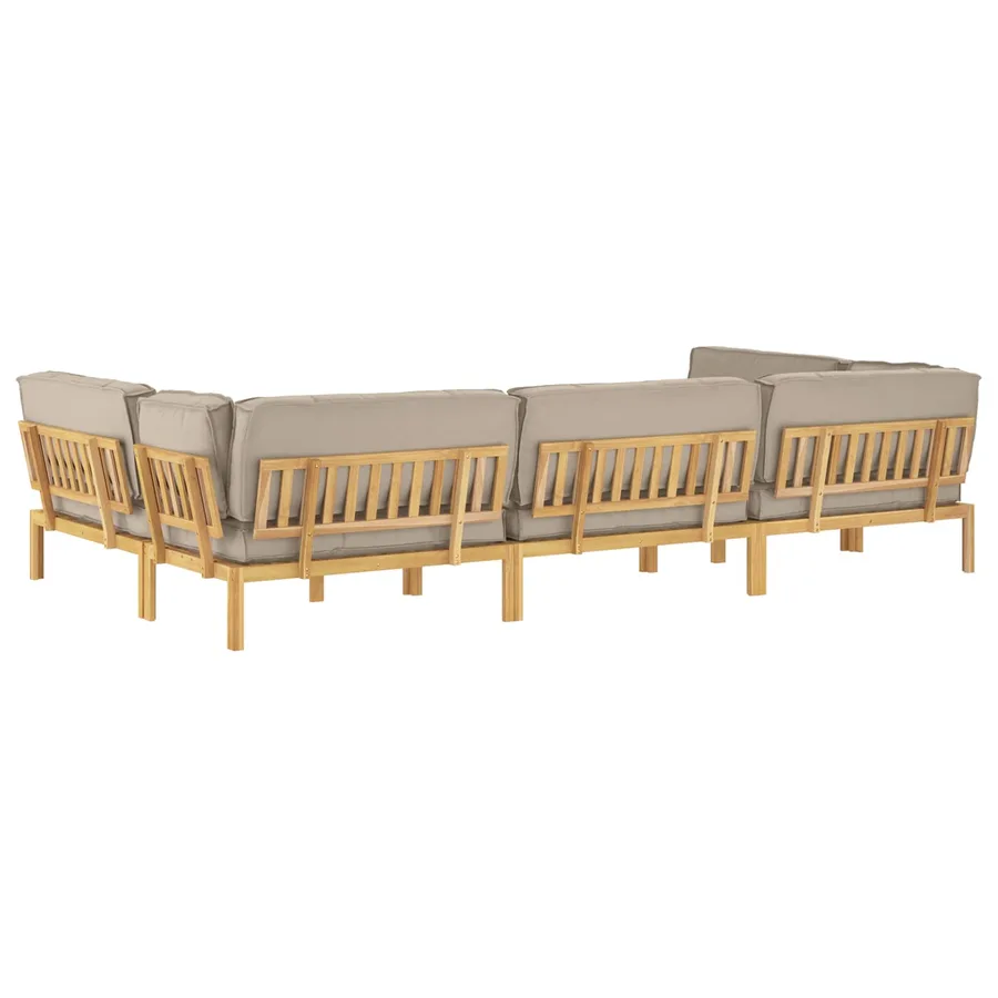 Ensemble de Canapés Uni 6 pcs Taupe Bois d'Acacia Massif - 12
