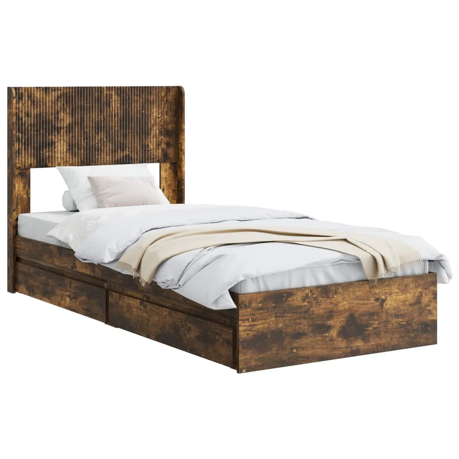 Cadre de lit avec rangement et tête de lit 2 pc - 2