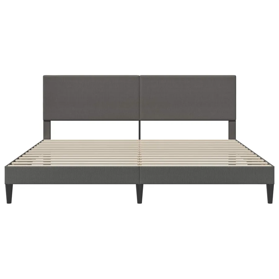 Cadre de lit Gris foncé 200 x 200 cm Tissu en velours côtelé - 5