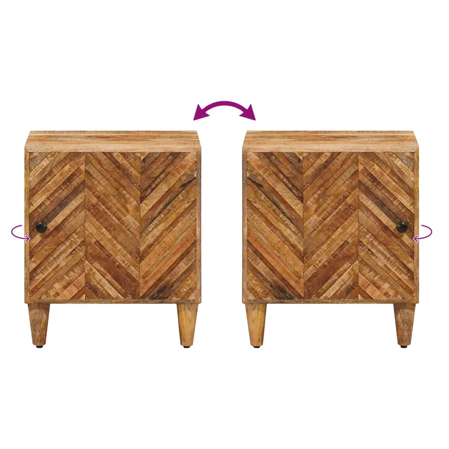 Table de chevet Marron 40 x 33,5 x 46 cm Bois de mangue massif - 10