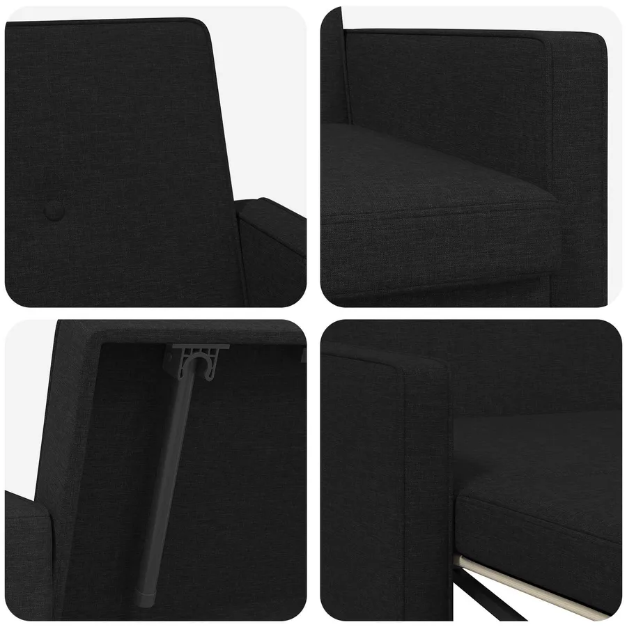 Canapé-lit escamotable Noir Tissu - 10