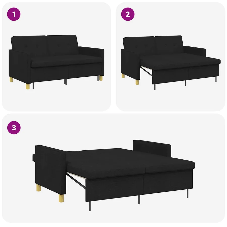 Canapé-lit escamotable Noir Tissu - 12